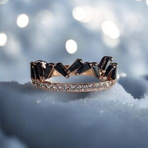 Bomb Party Black Onyx & Rose Gold Ring - Size 10.5 Comfort Fit